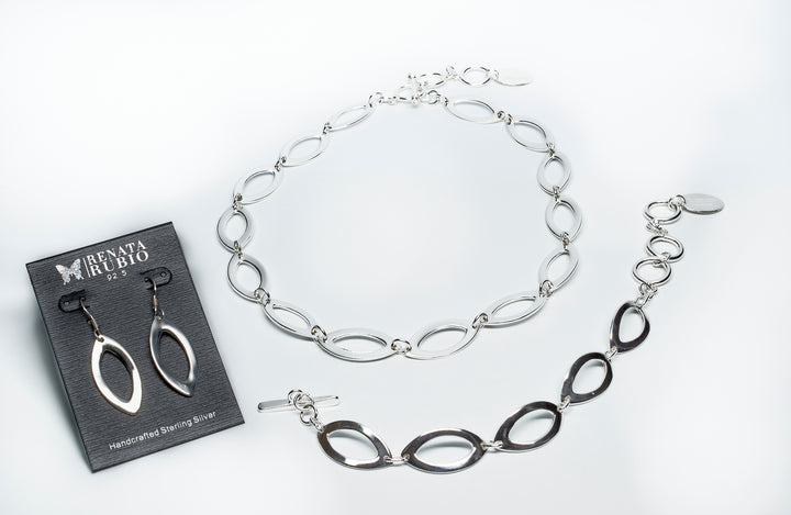Seed-Shaped Sterling Silver Set