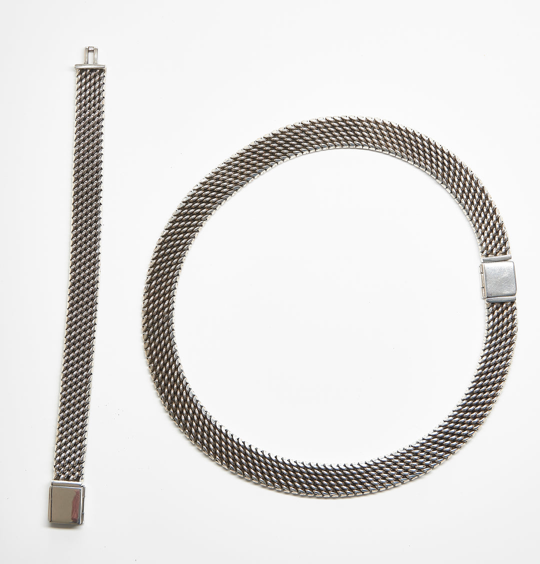 Silver Snake Link Necklace and Bracelet