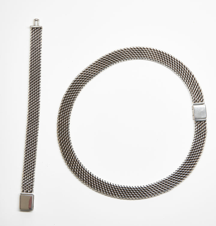 Silver Snake Link Bracelet and Necklace