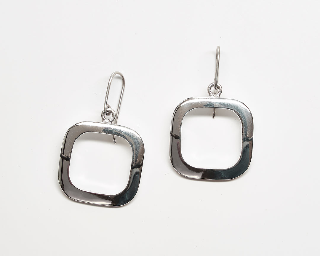 Silver Square Dangle Earrings - Renata Rubio 92.5 - EAJ108