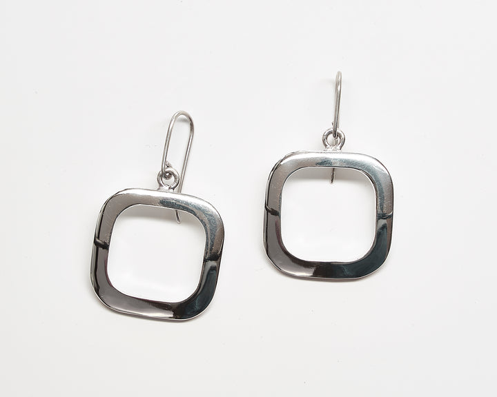 Silver Square Dangle Earrings - Renata Rubio 92.5 - EAJ108