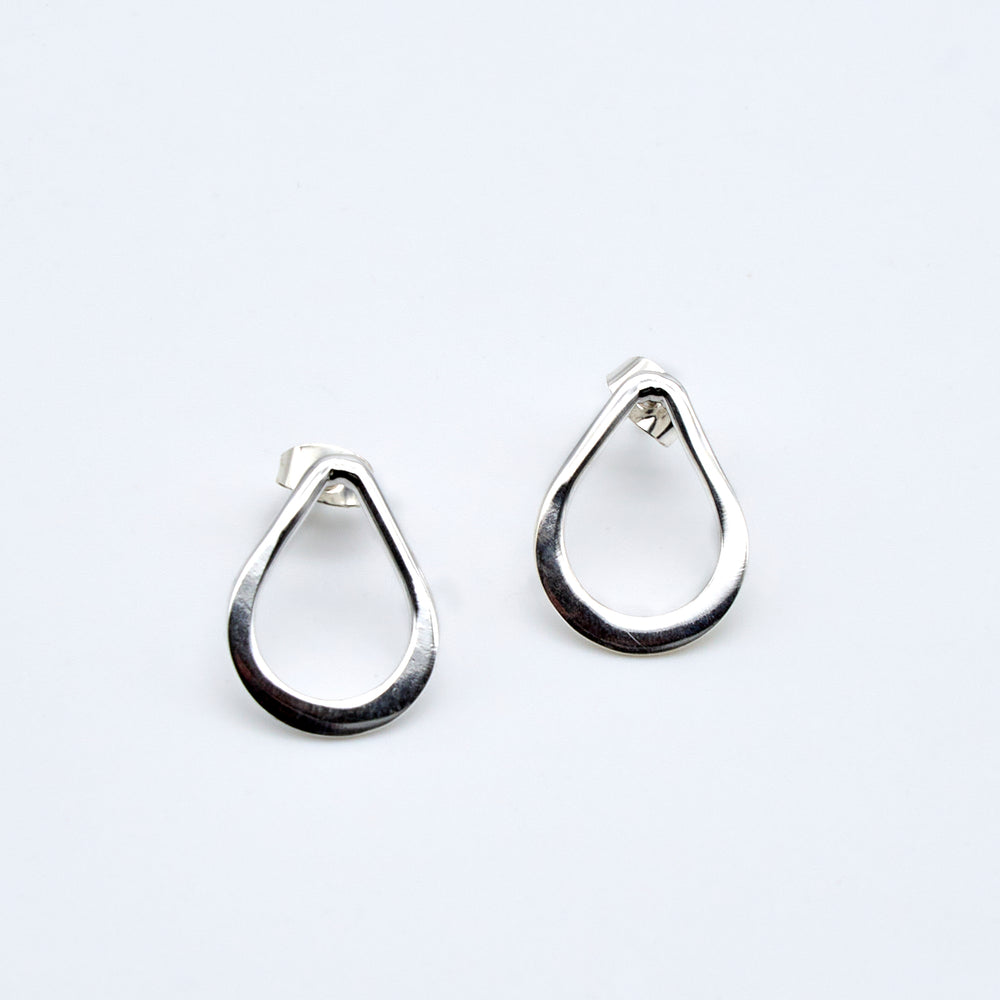 Teardrop Silver Post Earrings - Renata Rubio 92.5 - Handmade sterling silver jewelry with a lifetime warranty.