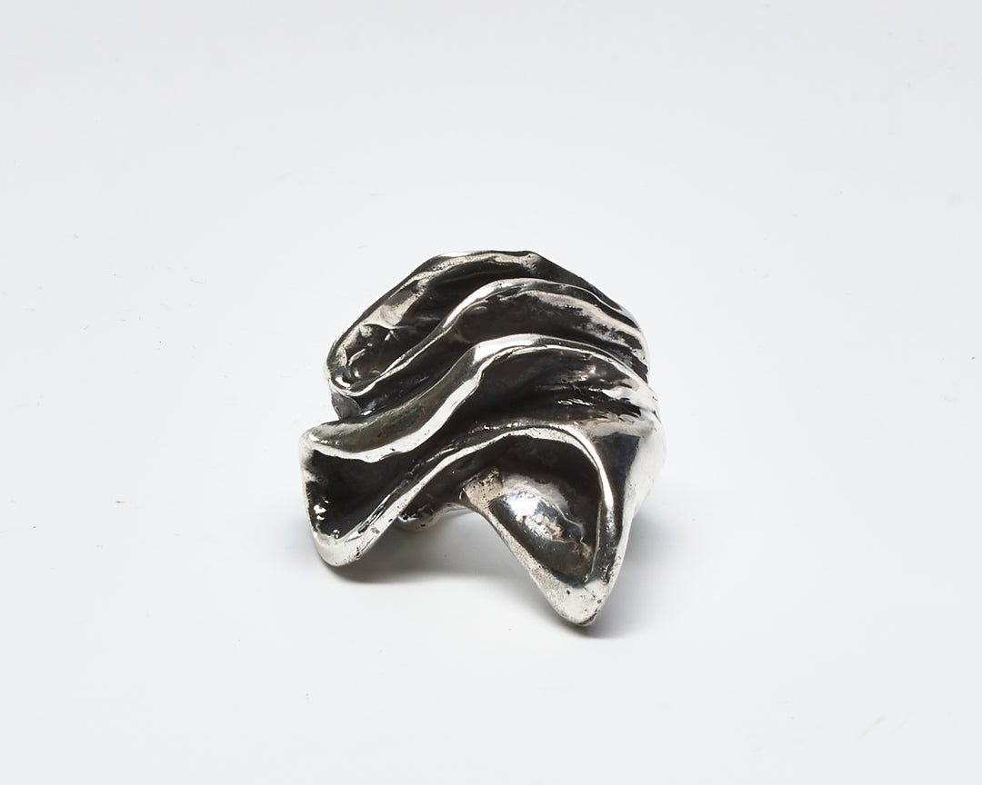 Wax Cast Oxidized Silver Swirl Ring