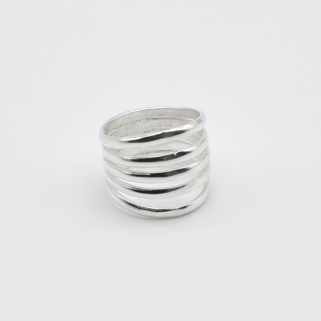 Sleek Fanned Silver Ring