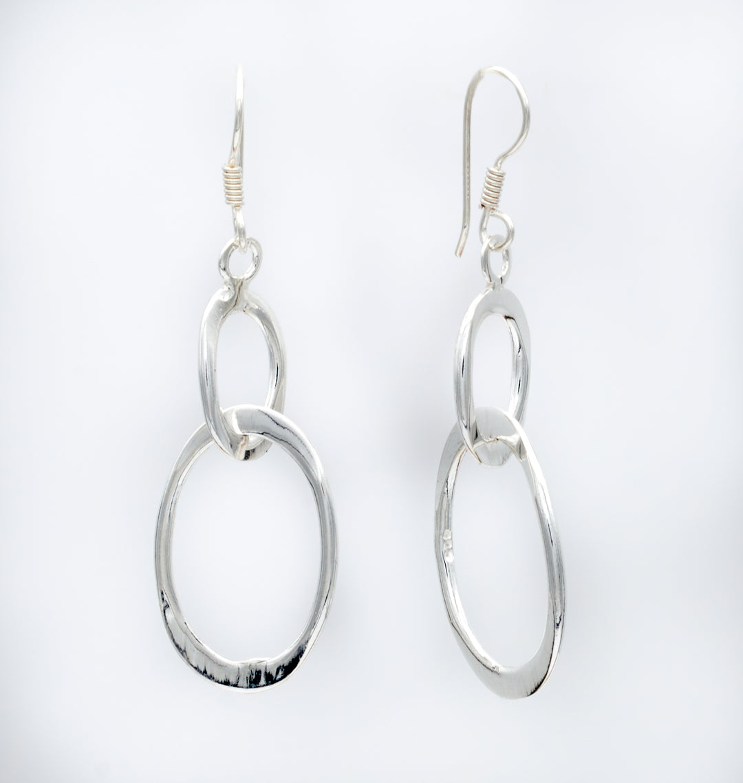 Oval Link Silver Earrings