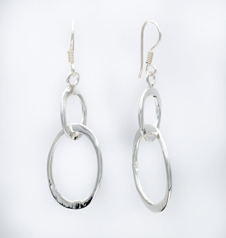 Oval Link Silver Earrings 