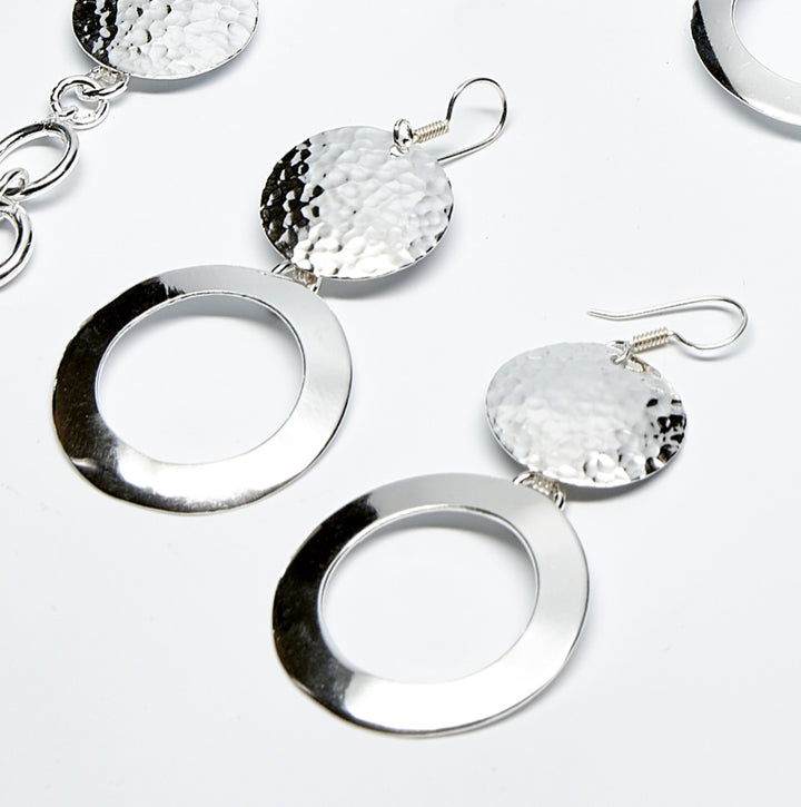 Solid and Open Silver Disk Earrings - Renata Rubio 92.5