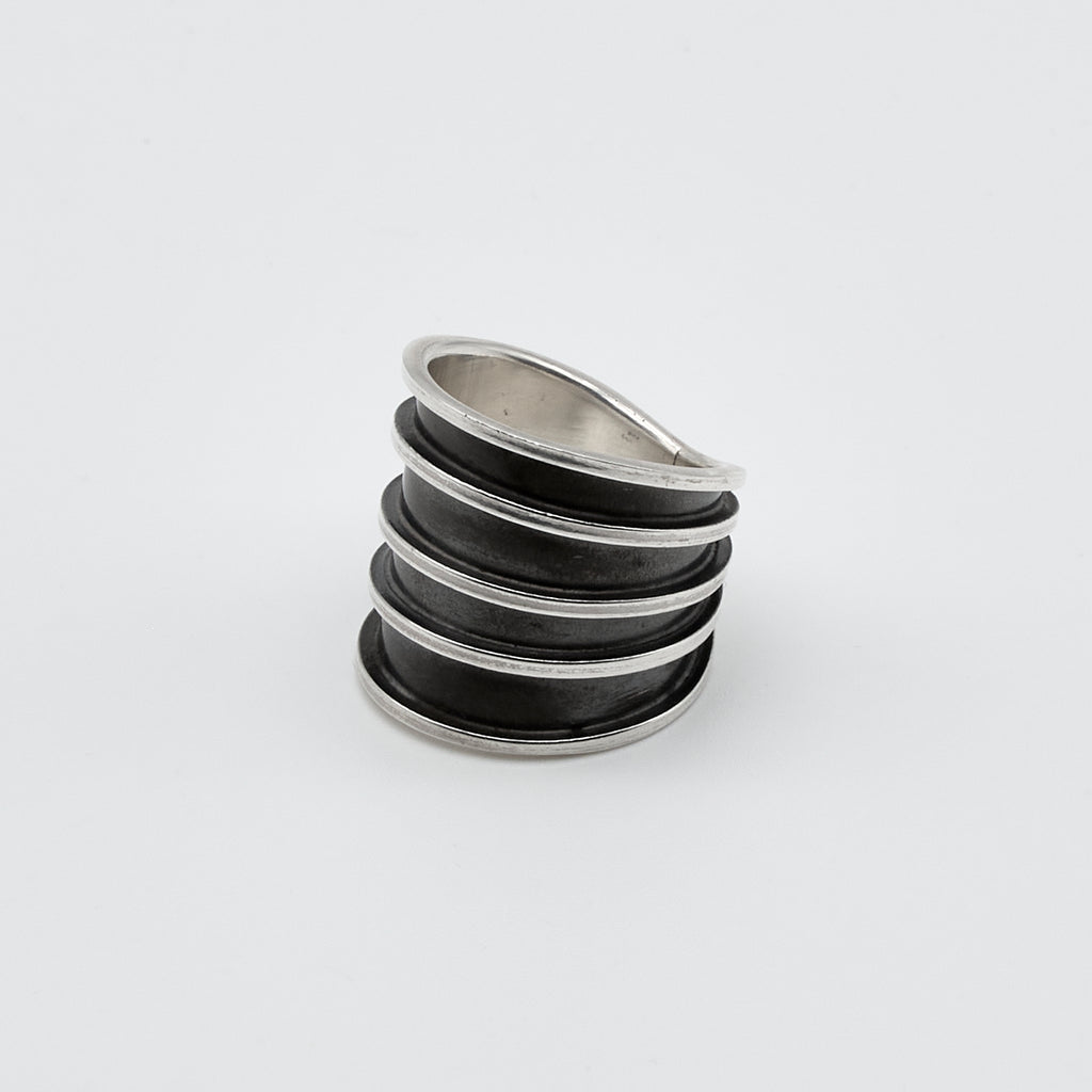 Tapered Oxidized Sterling Silver Ring | Handmade | Renata