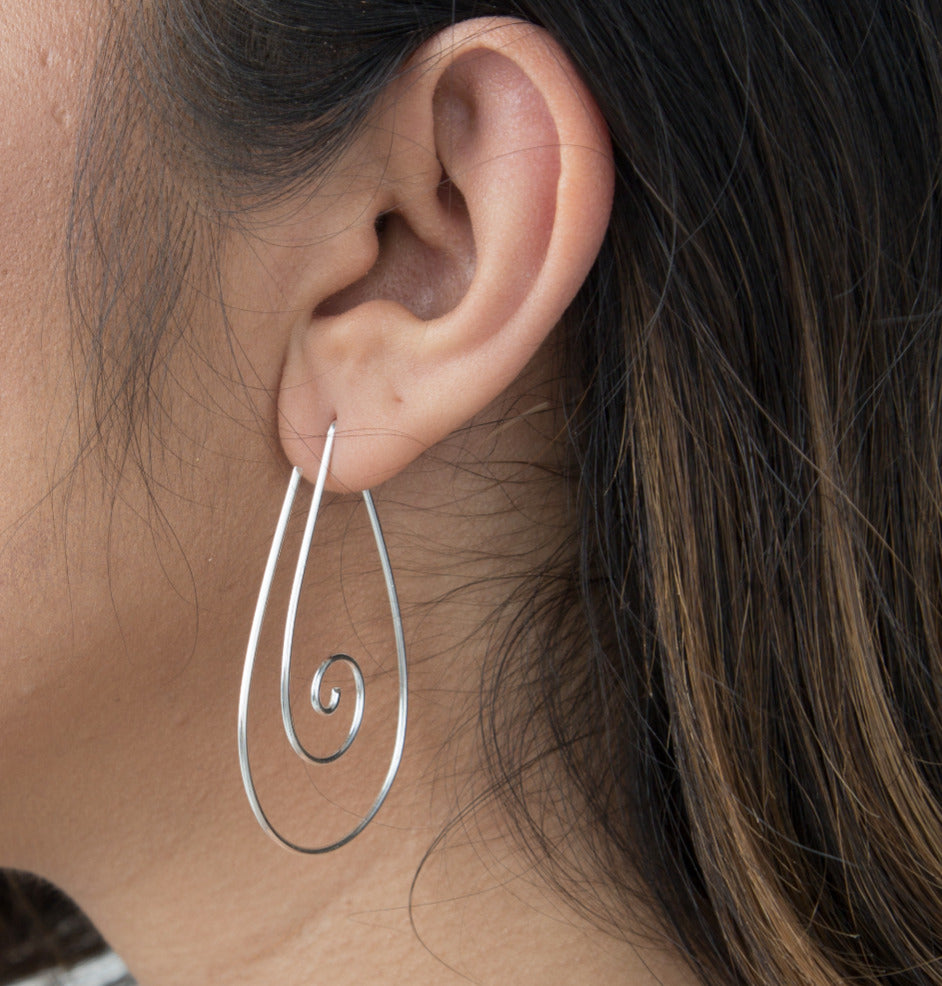 Teardrop Silver Threader Earrings