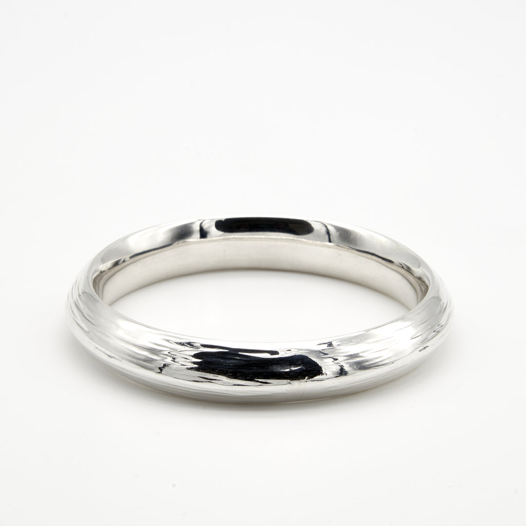 Thick Edged Silver Bangle