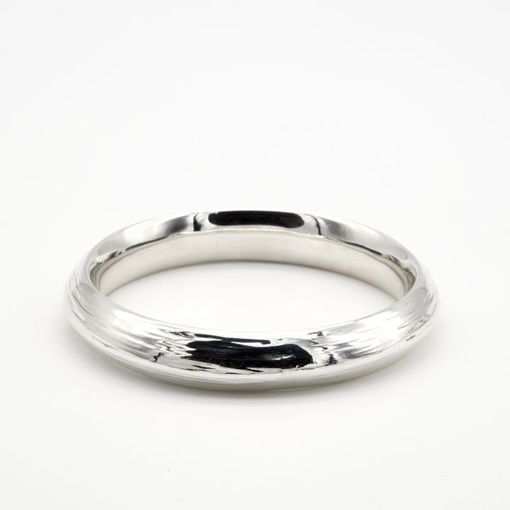 Thick Edged Silver Bangle
