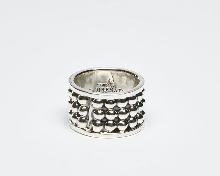 Unisex Oxidized Silver Bead Ring