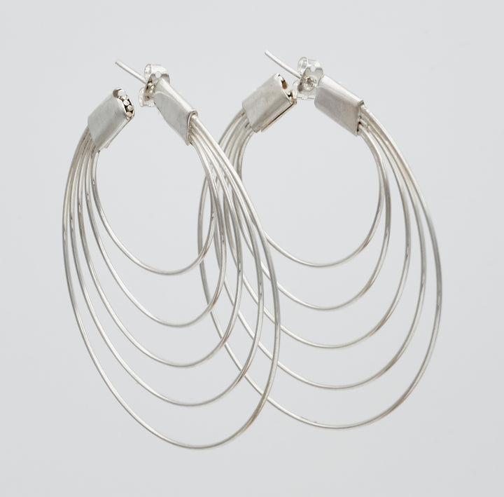 Multi Silver Thread Hoop Earrings