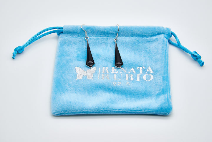 Tie Shaped Dangle Earrings with Enamel - Renata Rubio 92.5 - EET938-AB