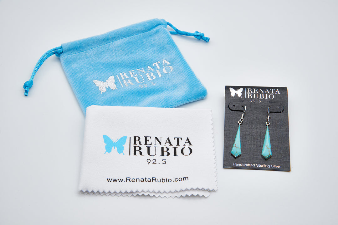 Tie Shaped Dangle Earrings with Enamel - Renata Rubio 92.5 - EET938-AB