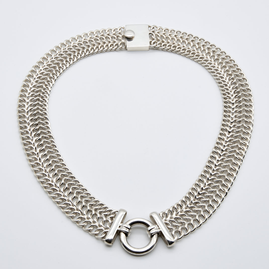 Circle Center Silver Necklace