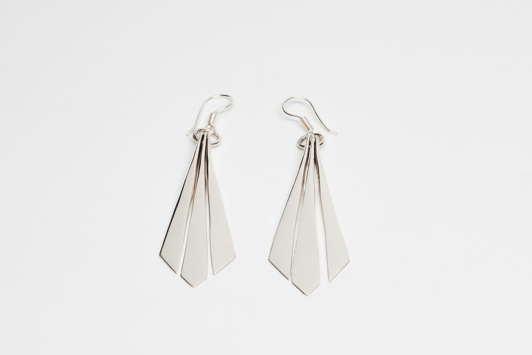 Triple Silver Arrow Silver Dangle Earrings - Renata Rubio 92.5 - Always Handmade Elegance with a lifetime warranty