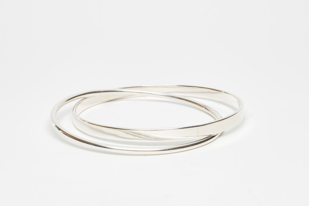 Twin Ropy Silver Bangle Bracelet - Renata Rubio 92.5 - BAJ393