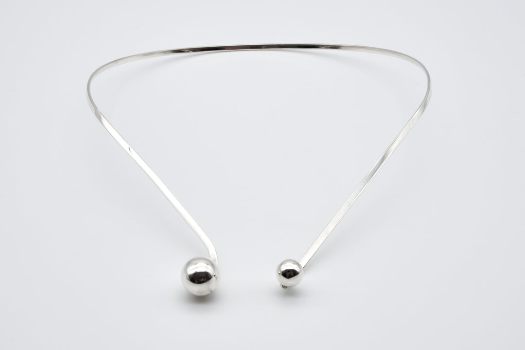 Twin Beaded Closure Silver Choker