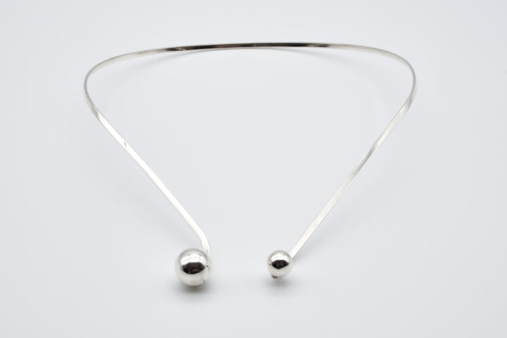 Twin Beaded Closure Silver Choker