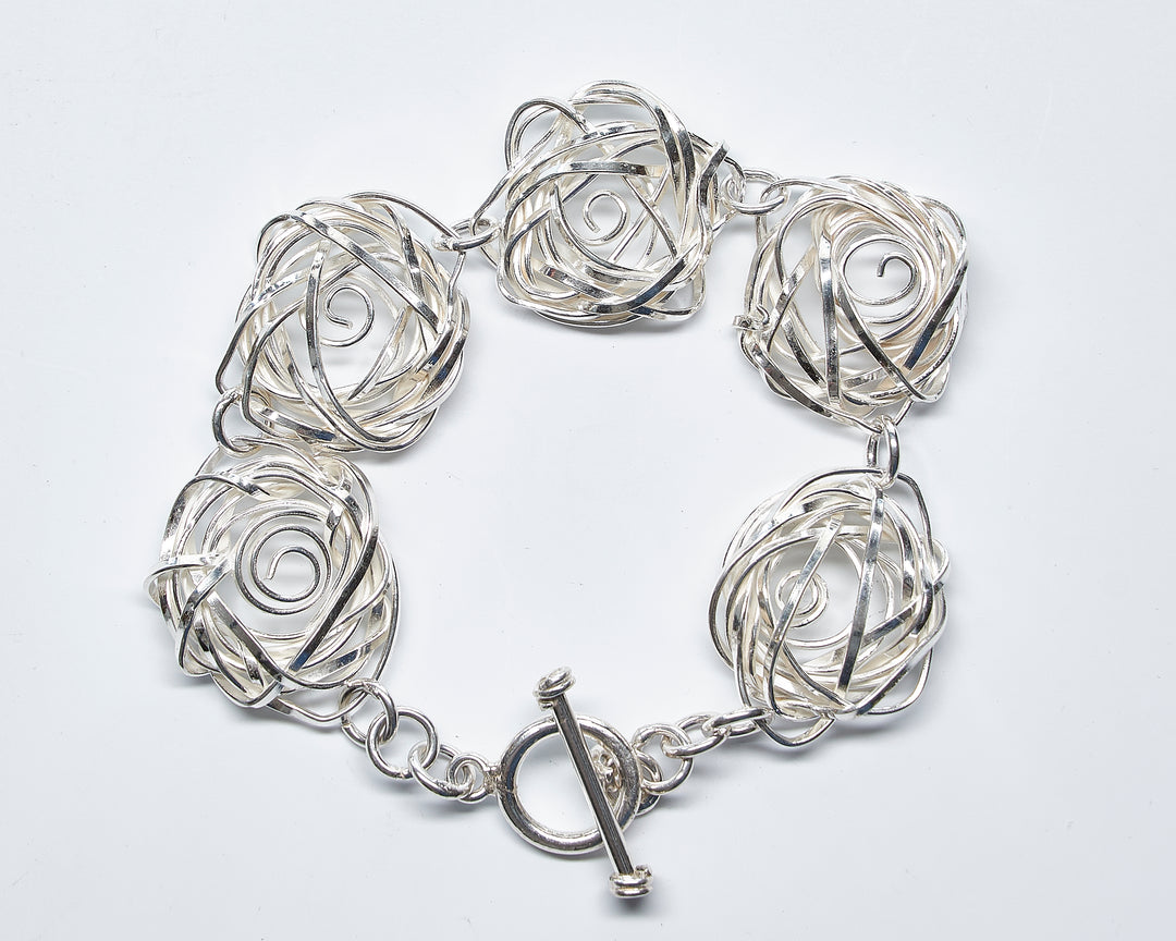 Twisted Silver Rose Bracelet - Renata Rubio 92.5 - BGG191