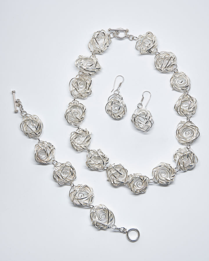 Twisted Silver Rose Set