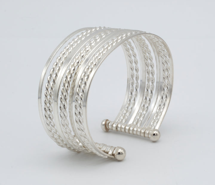 Twisted and Smooth Multi Strand Silver Cuff - Renata Rubio 92.5 - BGG121