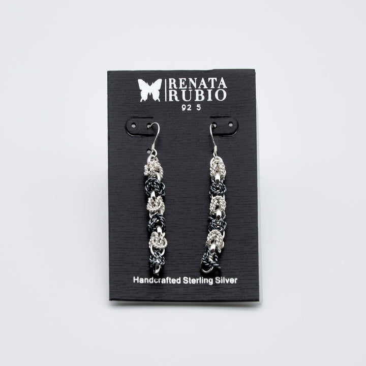 Two Tone Byzantine Silver Dangle Earrings - Renata Rubio 92.5 - handmade sterling silver jewelry with lifetime warranty