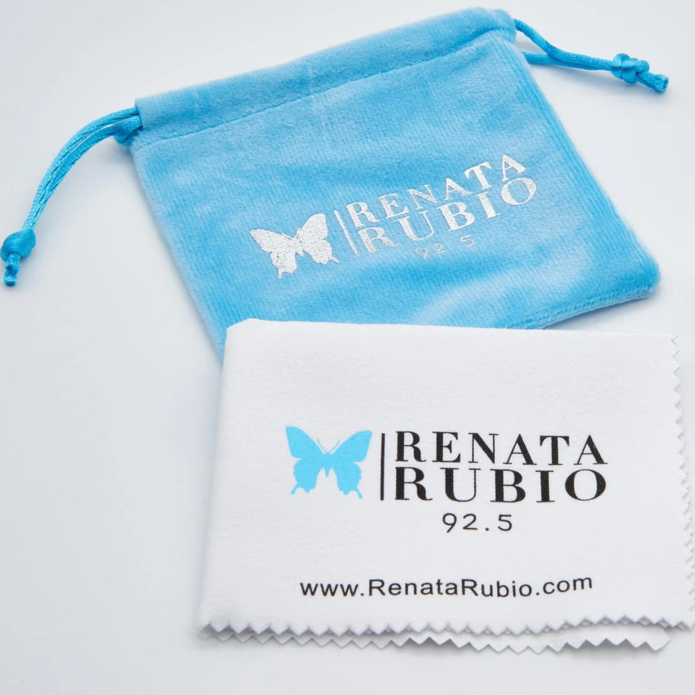 Velvet Pouch and Polishing Cloth | Renata Rubio 92.5  Handmade fine sterling silver jewelry with a lifetime warranty. 
