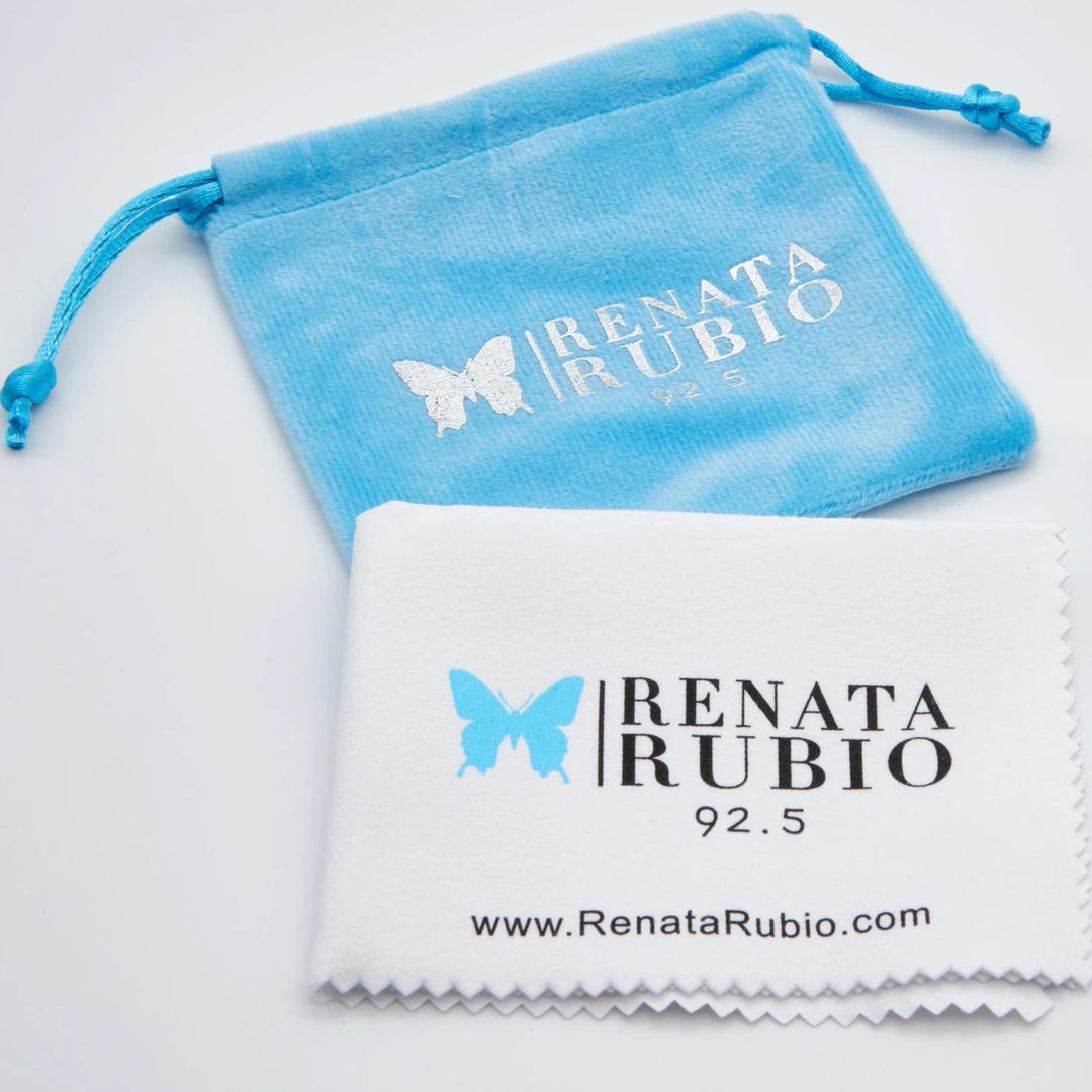 Velvet Pouch and Polishing Cloth | Renata Rubio 92.5  Handmade fine sterling silver jewelry with a lifetime warranty. 