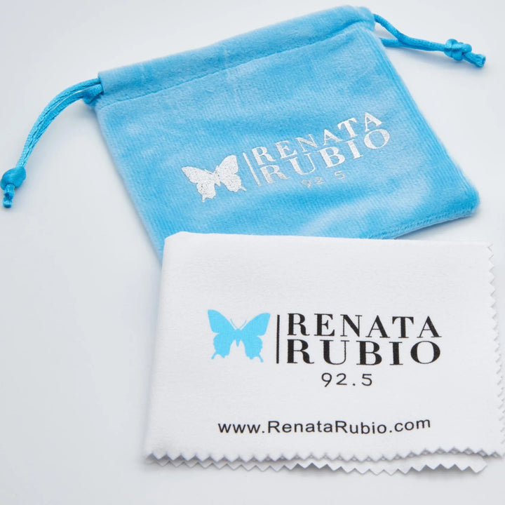 Velvet Pouch and Polishing Cloth | Renata Rubio 92.5  Handmade fine sterling silver jewelry with a lifetime warranty. 