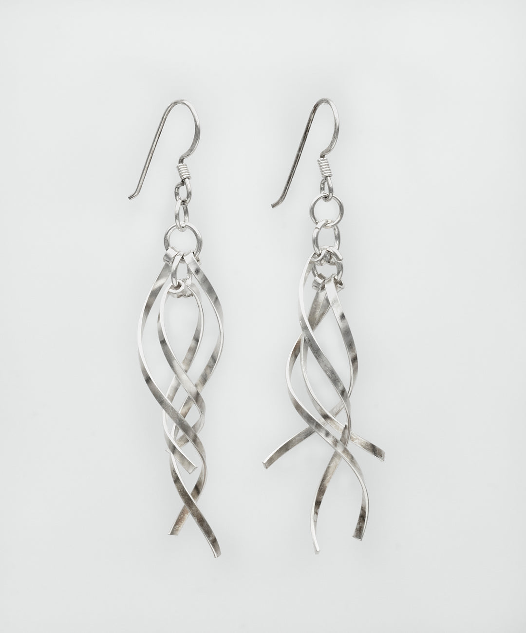 Wavy Silver Drop Dangle Earrings - Renata Rubio 92.5