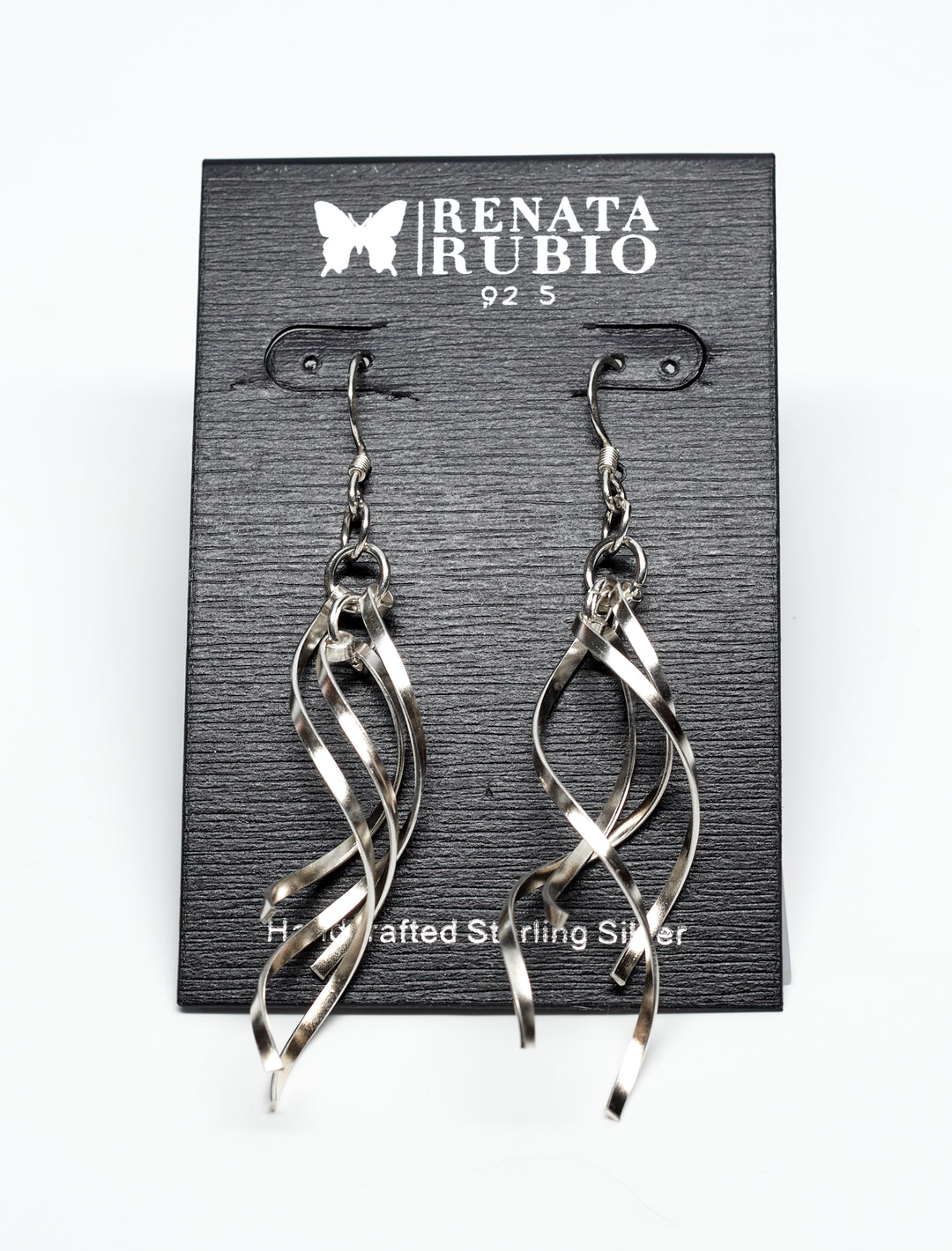 Wavy Silver Drop Dangle Earrings - Renata Rubio 92.5 - ETS276