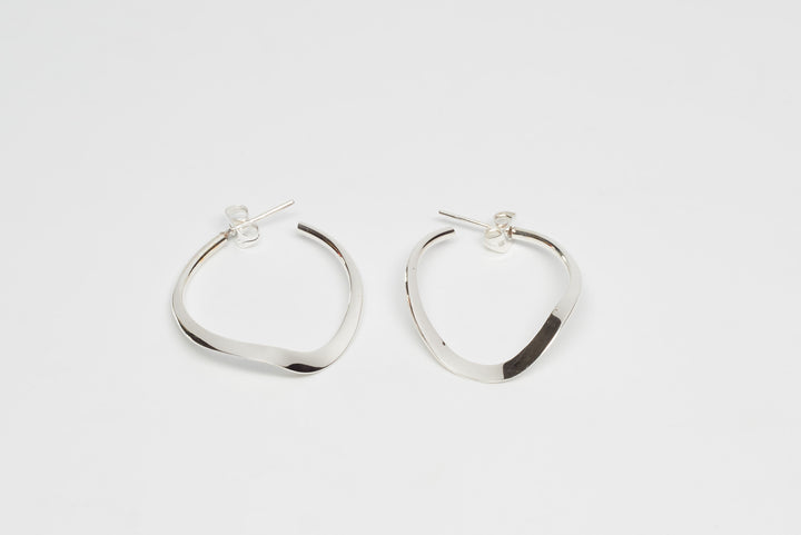 Wavy Silver Hoop Earrings - Renata Rubio 92.5 - handmade sterling silver jewelry with lifetime warranty