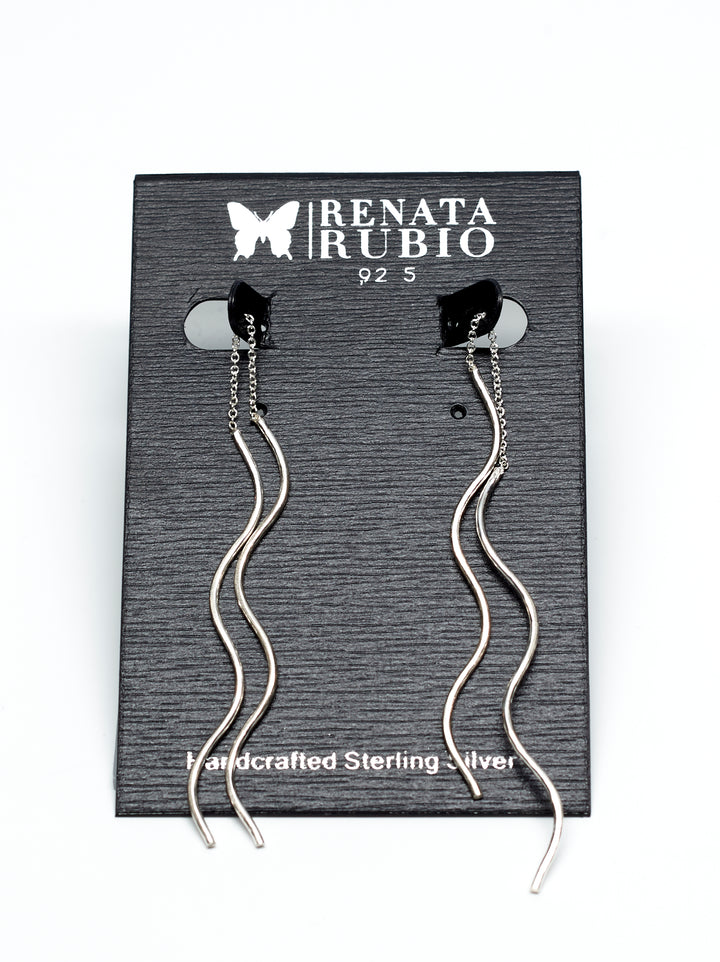 Wavy Silver Threader Earrings - Renata Rubio 92.5 - EPS182