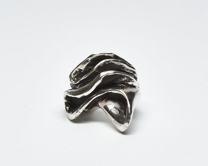 Wax Cast Oxidized Silver Swirl Ring - Renata Rubio 92.5 - RJL769