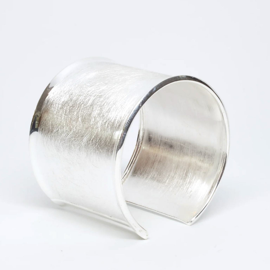 Wide Brushed Sterling Silver Cuff - Renata Rubio 92.5 - Bold and Elegant Sterling Silver Designs