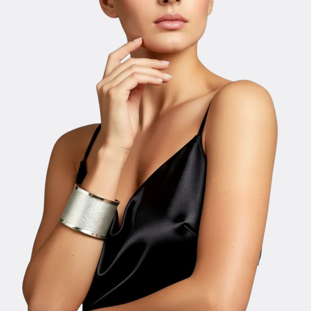 Wide Brushed Sterling Silver Cuff - Renata Rubio 92.5 - Bold and Elegant Sterling Silver Designs