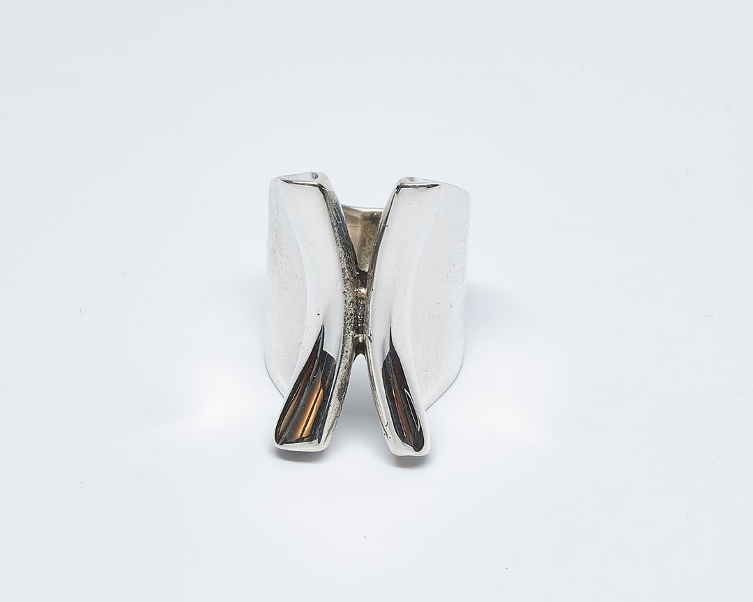 Wide Folded Silver Ring