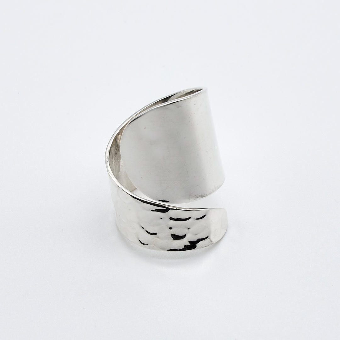Pounded and Smooth Silver Ring