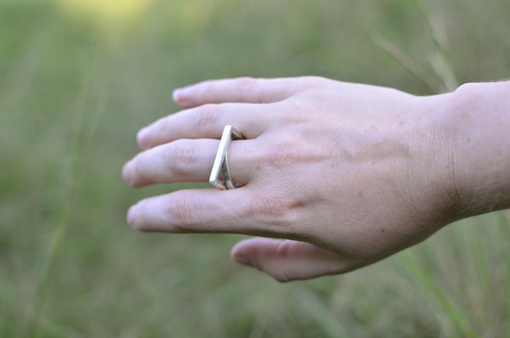 Looped Square Top Sterling Silver Ring by Renata Rubio 92.5