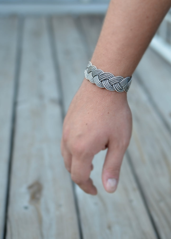 Unisex Oxidized Braided Sterling Silver Cuff by Renata Rubio 92.5
