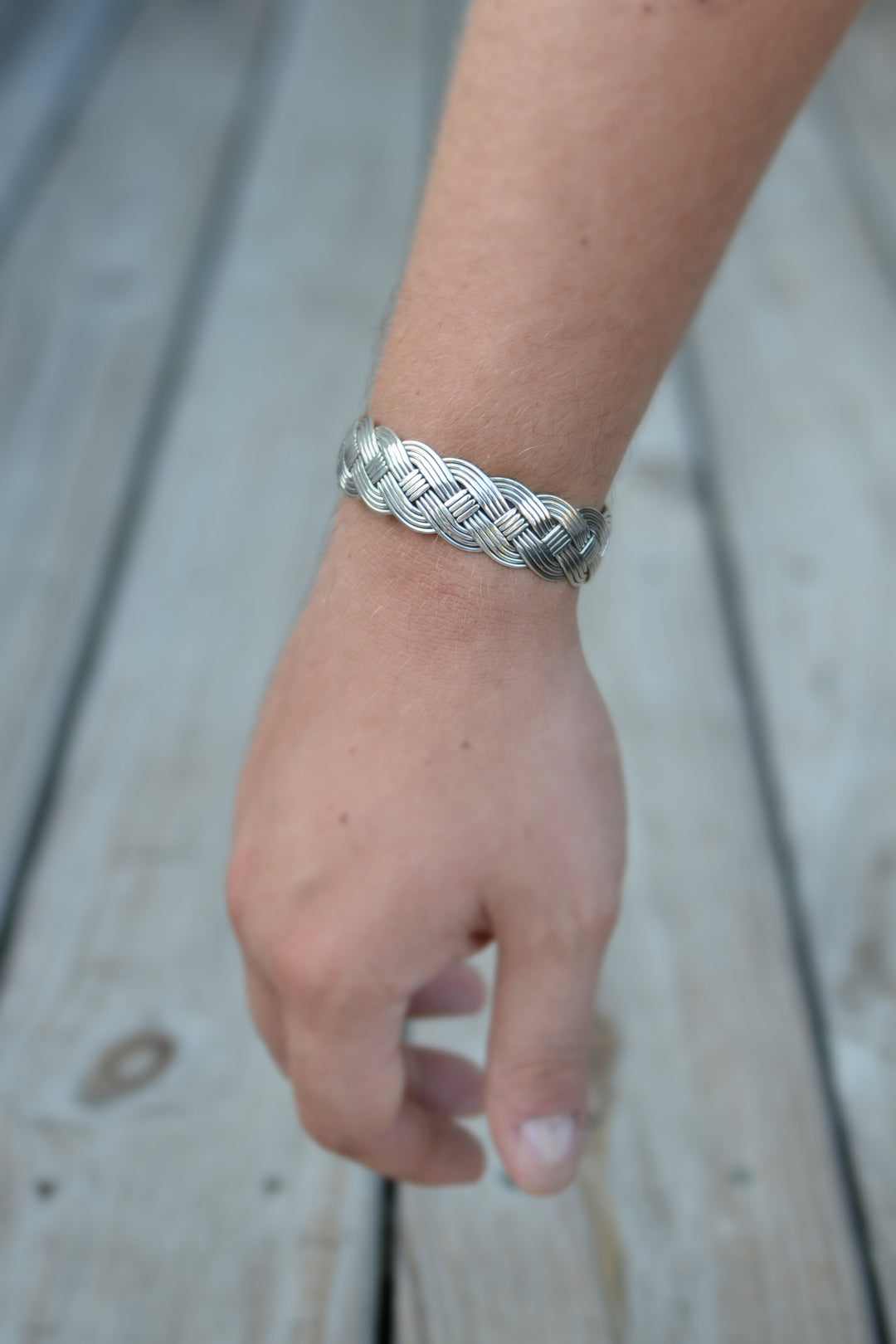 Unisex Woven weaves sterling silver cuff by Renata Rubio 92.5